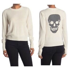 Skull Cashmere Women's Cream Sweater with Skull Design Xs